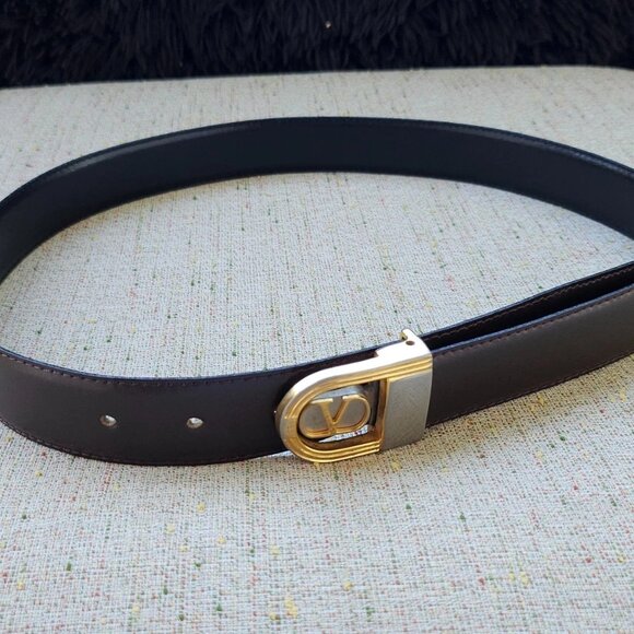 Vintage Valentino Belt Dark Brown Genuine Leather Unisex Waistband Made in Italy main image 5